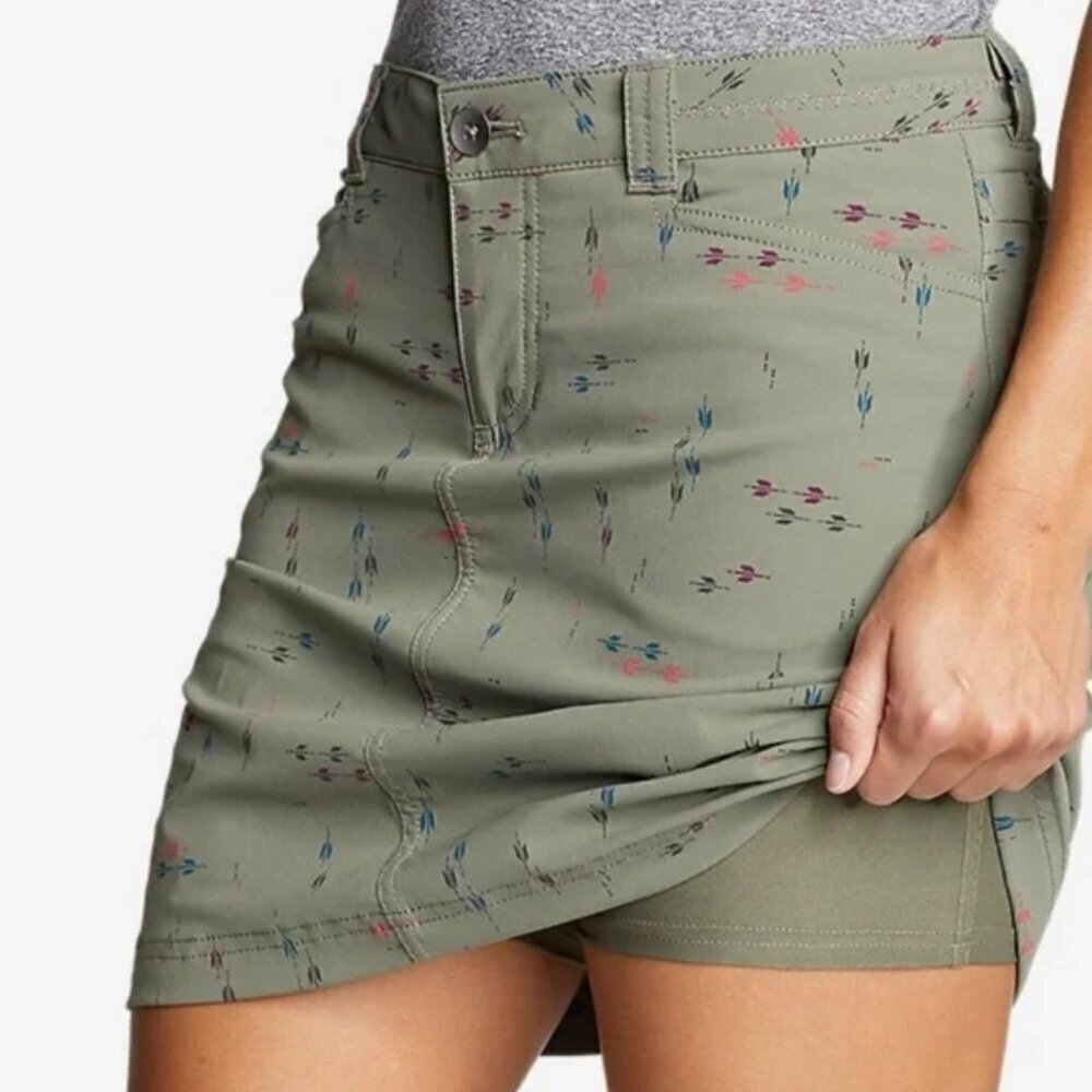 Eddie Bauer Women's 12 Green Horizon Athletic Sport Skort Stretch Pockets Skirt